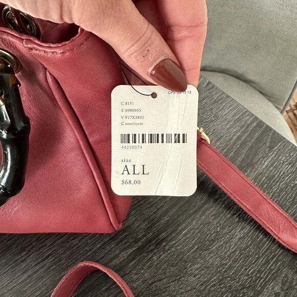 Free People Rose Leather Crossbody Bag with Bamboo Handle –(New with Tags) - Picture 3 of 3